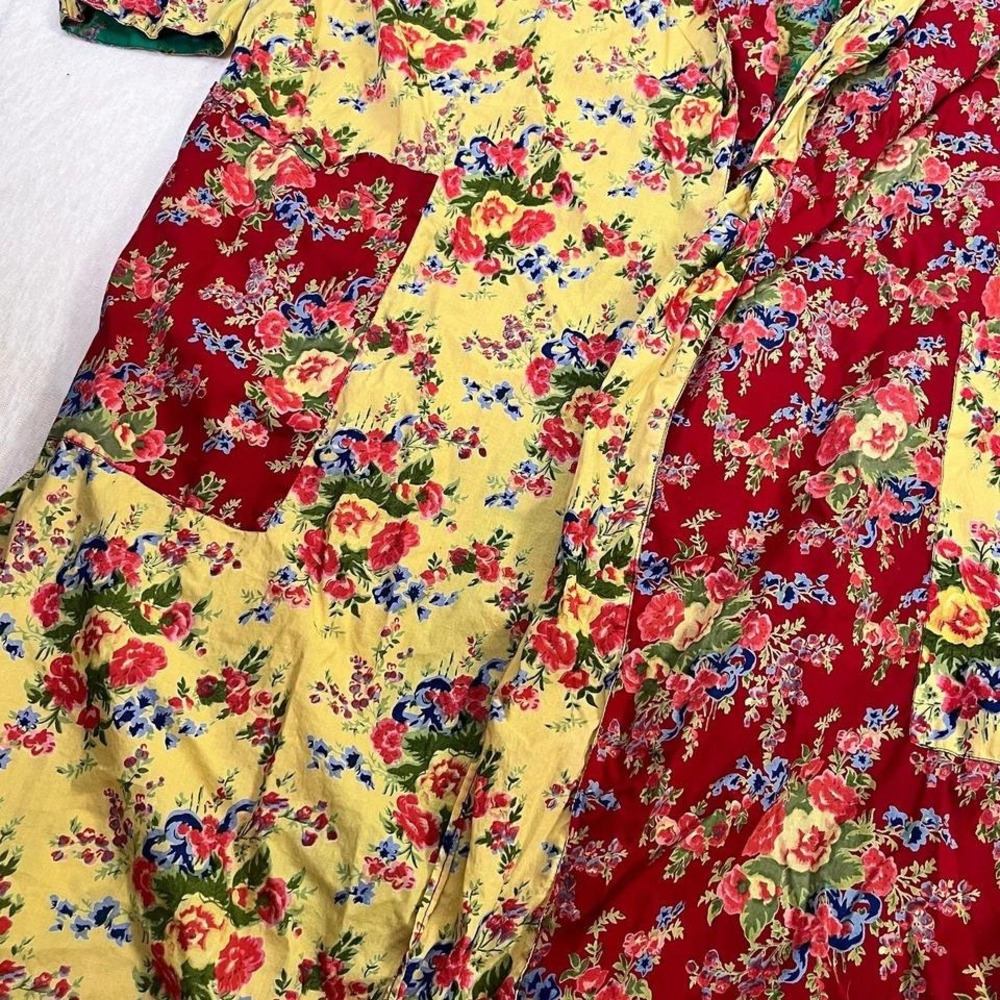 Smithsonian Institution Floral Patchwork Cotton Robe Boho Made in India Women's - Picture 2 of 8